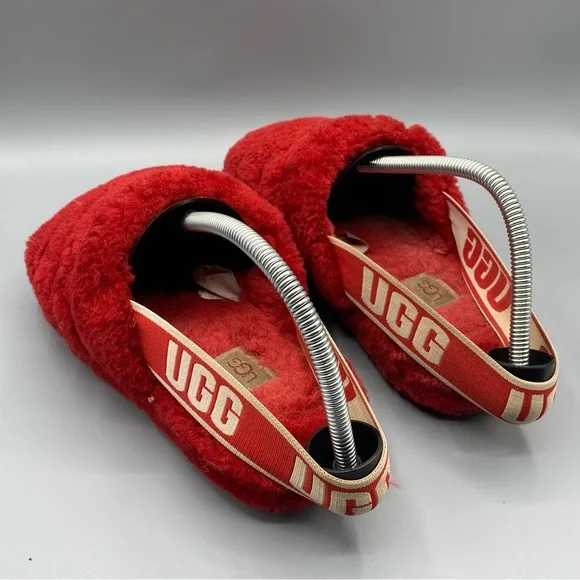 UGG Women's Red Fluffy Slippers - Picture 3 of 4
